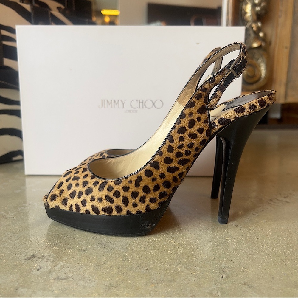 Jimmy Choo Peep Toe Sling Back Heels Size 36.5 - Picture 2 of 10